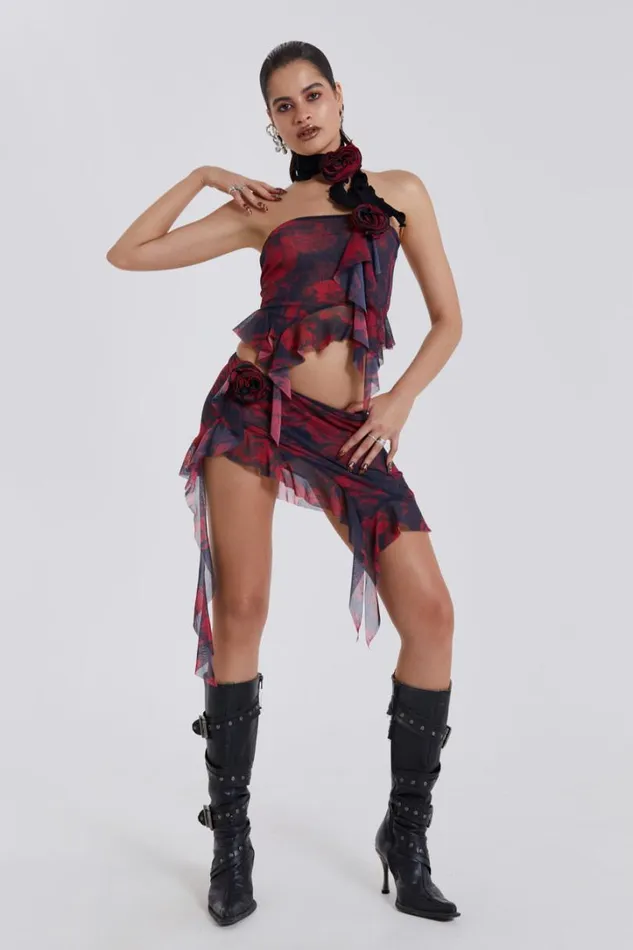 Women Jaded London Skirts Selene Asymmetric Hem Mini Skirt