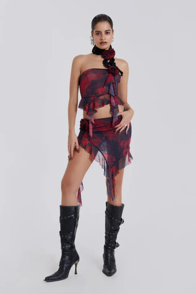 Women Jaded London Skirts Selene Asymmetric Hem Mini Skirt