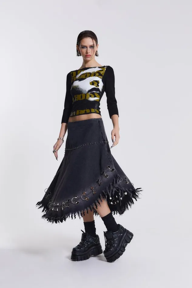 Women Jaded London Skirts Vendetta Denim Midi Skirt