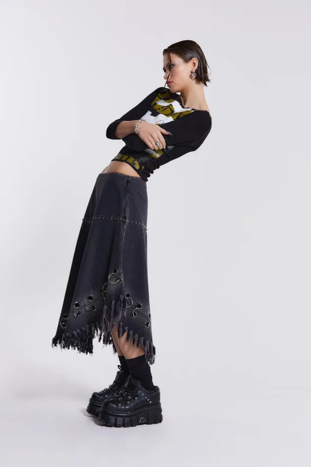 Women Jaded London Skirts Vendetta Denim Midi Skirt