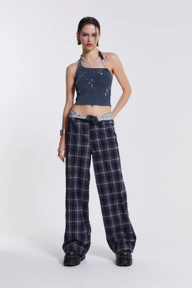 Women Jaded London Trousers Aphex Checked Trousers