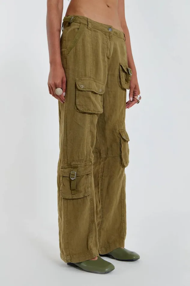 Women Jaded London Trousers Devon Linen Cargo Trousers
