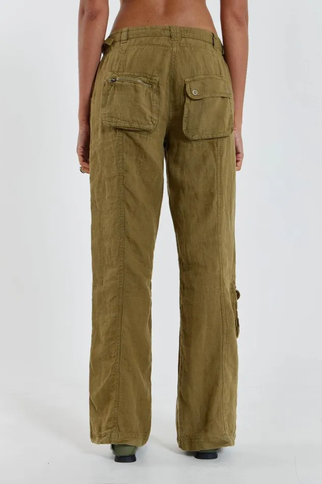Women Jaded London Trousers Devon Linen Cargo Trousers