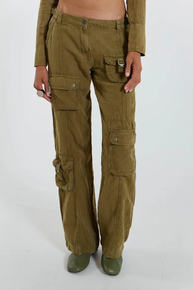 Women Jaded London Trousers Devon Linen Cargo Trousers