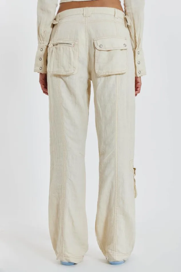 Women Jaded London Trousers Santal Linen Cargo Trousers