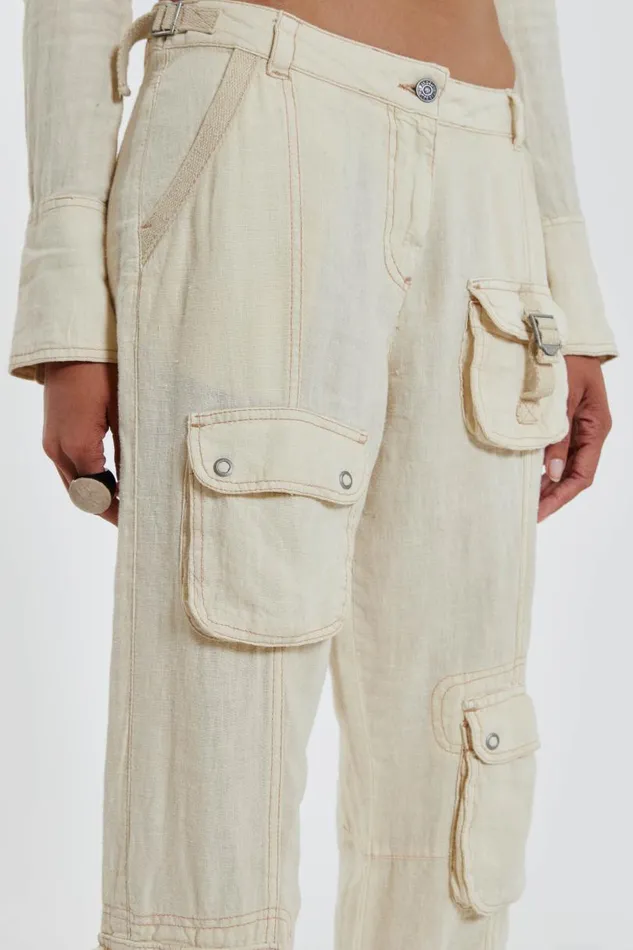 Women Jaded London Trousers Santal Linen Cargo Trousers