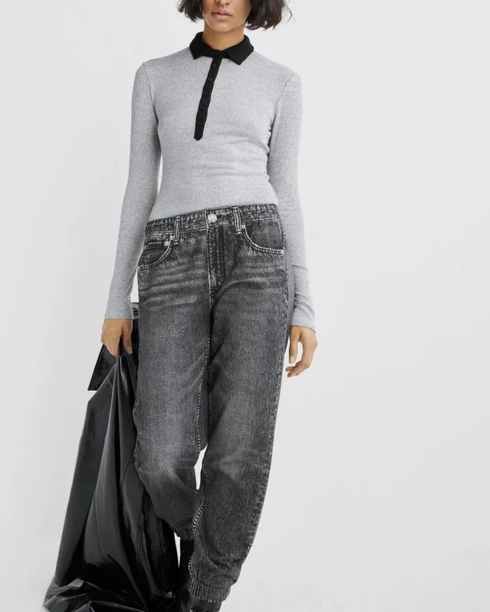 Women Jeans Rag 038 Bone Miramar Jogger Black Magic