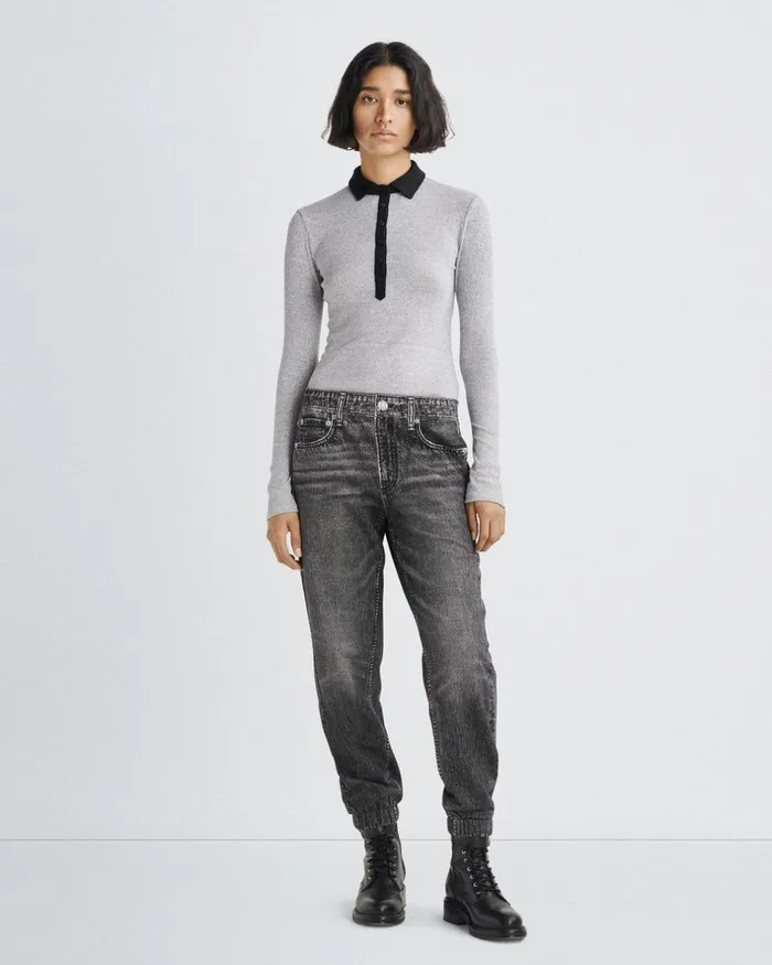 Women Jeans Rag 038 Bone Miramar Jogger Black Magic