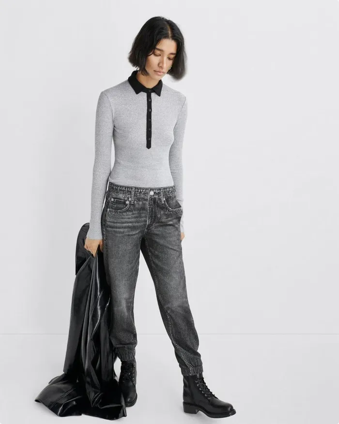 Women Jeans Rag 038 Bone Miramar Jogger Black Magic