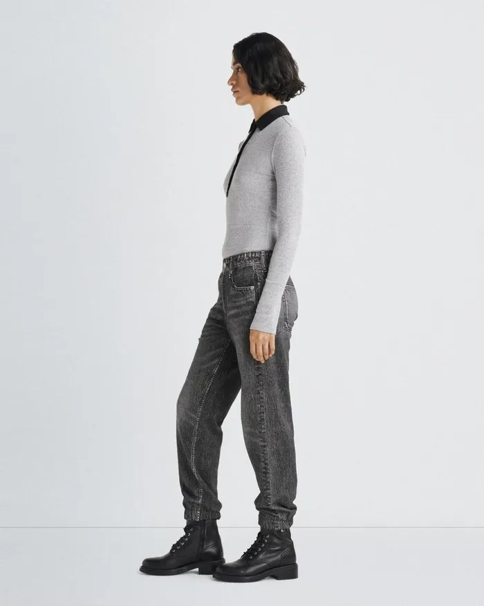 Women Jeans Rag 038 Bone Miramar Jogger Black Magic