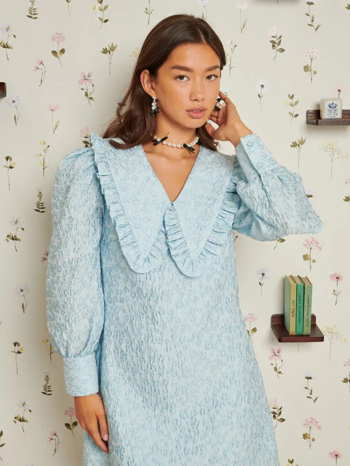 Women Keepsake Jacquard Mini Dress Pastel Blue Sister Jane Dresses