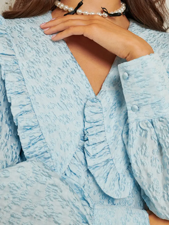 Women Keepsake Jacquard Mini Dress Pastel Blue Sister Jane Dresses
