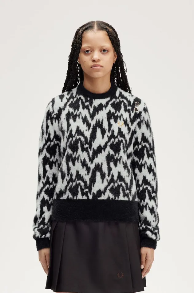 Women Knitwear Fred Perry Animal Jacquard Jumper Ecru