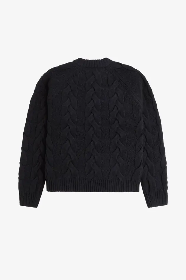 Women Knitwear Fred Perry Cable Knit Mock Jumper Black
