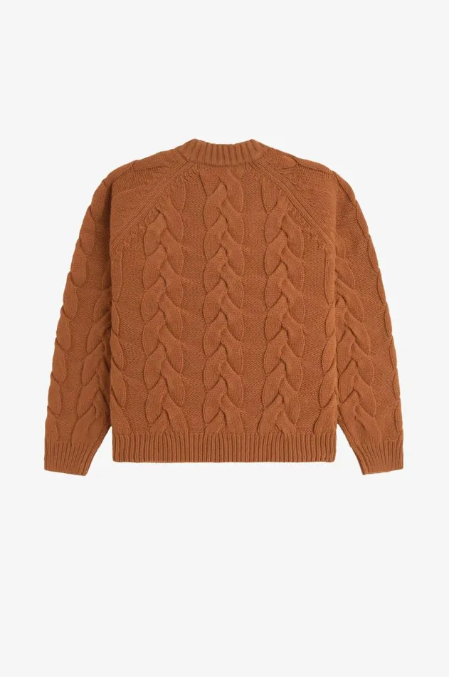 Women Knitwear Fred Perry Cable Knit Mock Jumper Marmalade