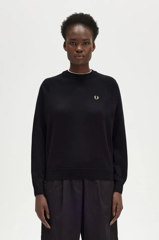 Women Knitwear Fred Perry Crew Neck Jumper Black