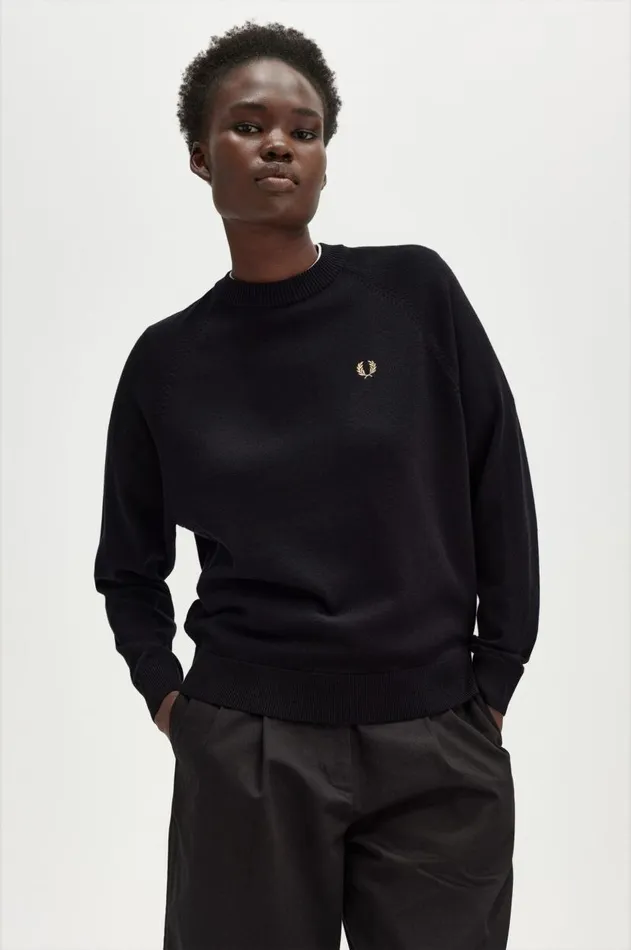 Women Knitwear Fred Perry Crew Neck Jumper Black