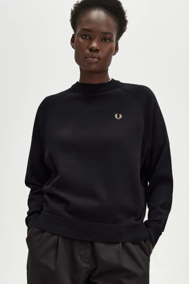 Women Knitwear Fred Perry Crew Neck Jumper Black