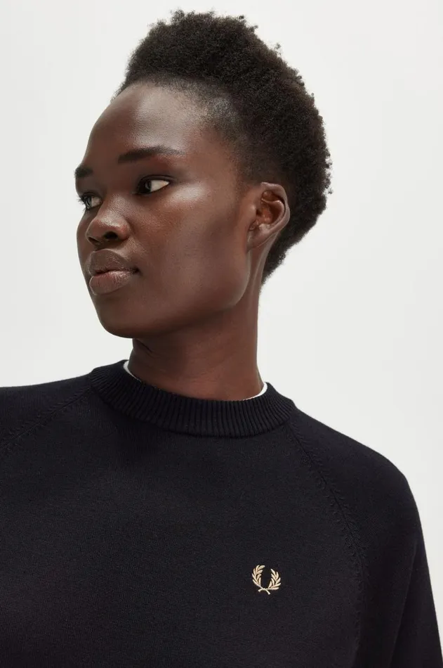 Women Knitwear Fred Perry Crew Neck Jumper Black