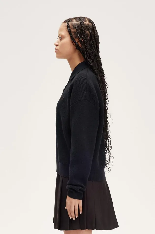 Women Knitwear Fred Perry Knitted Shirt Black