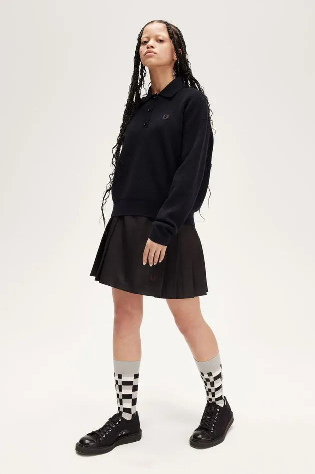 Women Knitwear Fred Perry Knitted Shirt Black