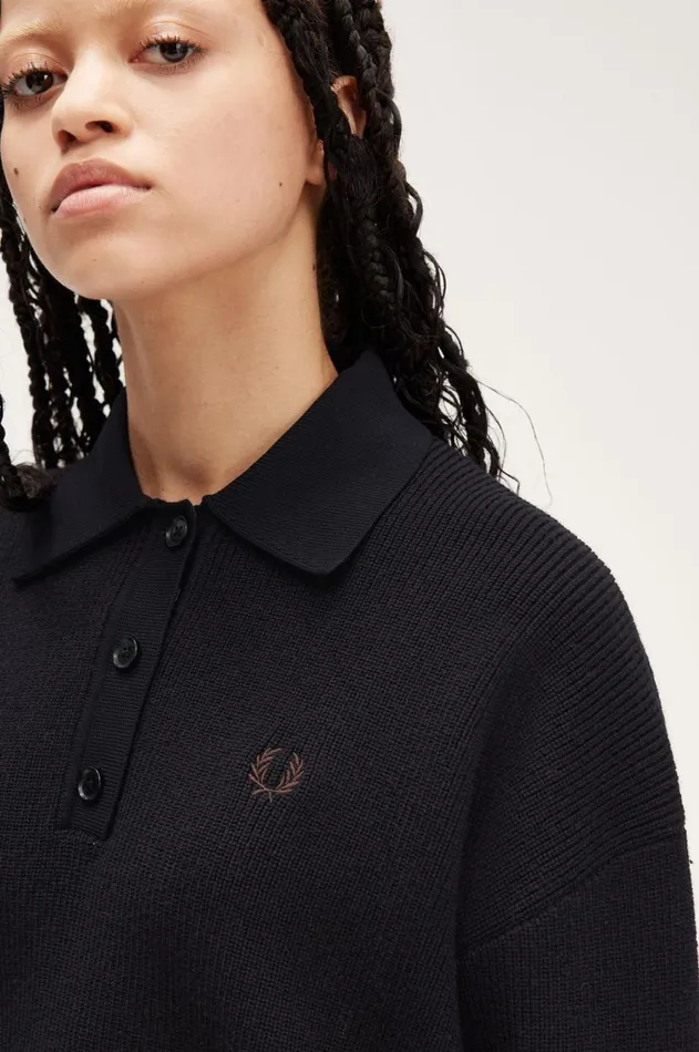 Women Knitwear Fred Perry Knitted Shirt Black