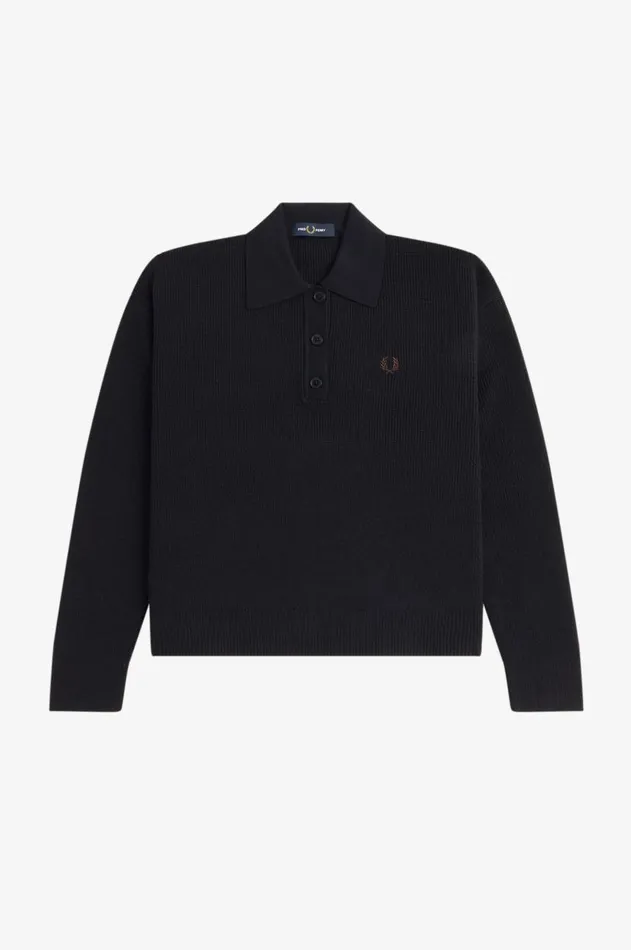 Women Knitwear Fred Perry Knitted Shirt Black