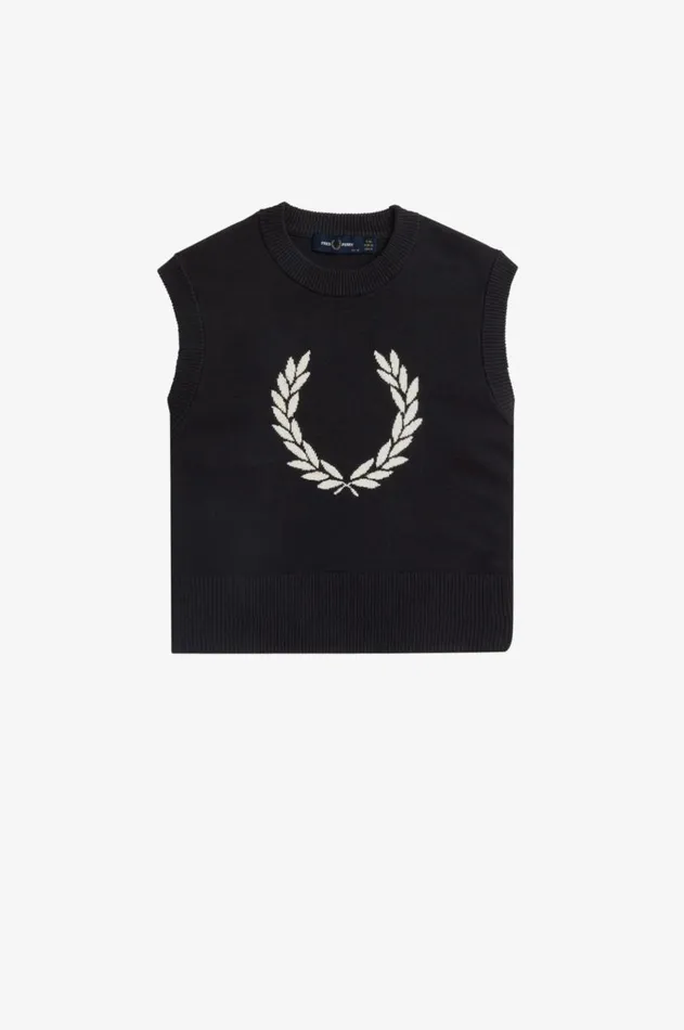 Women Knitwear Fred Perry Laurel Wreath Knitted Tank Black