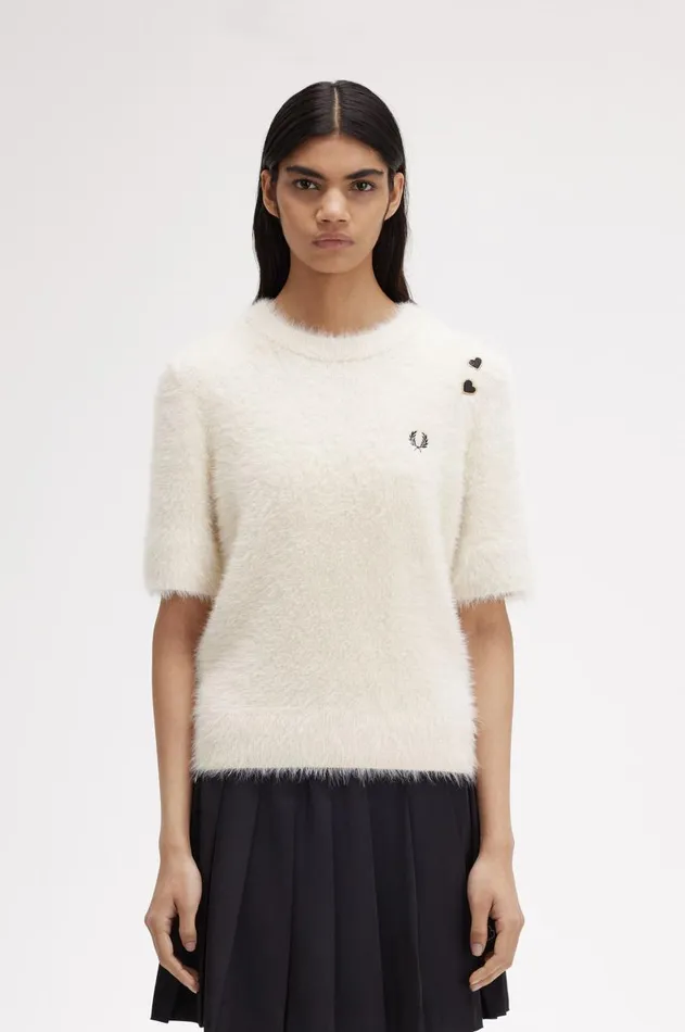 Women Knitwear Fred Perry Textured Knitted Top Ecru