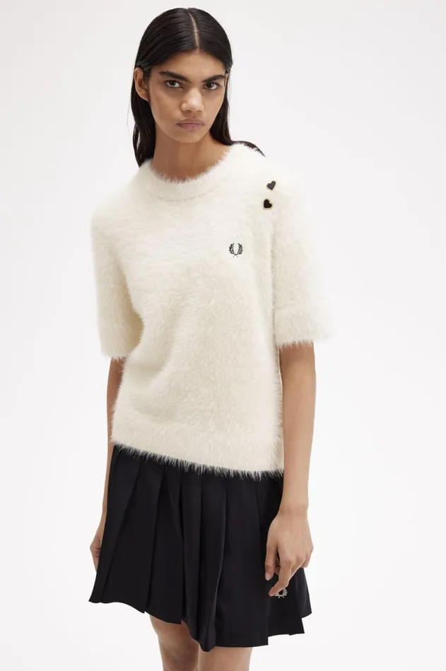 Women Knitwear Fred Perry Textured Knitted Top Ecru