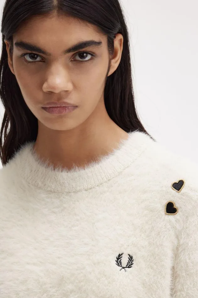 Women Knitwear Fred Perry Textured Knitted Top Ecru