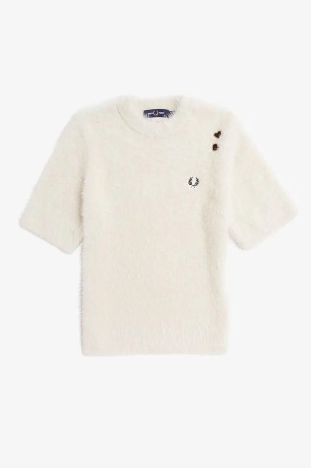 Women Knitwear Fred Perry Textured Knitted Top Ecru