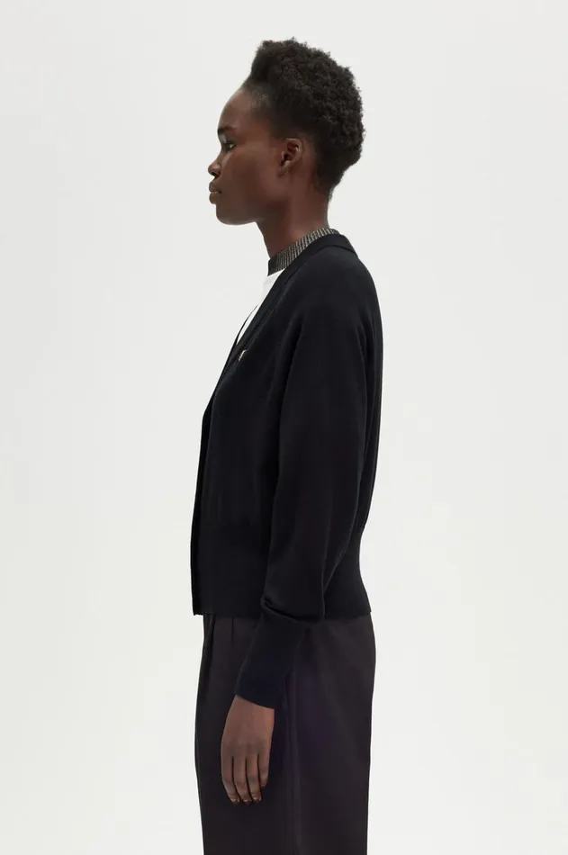 Women Knitwear Fred Perry VNeck Cardigan Black