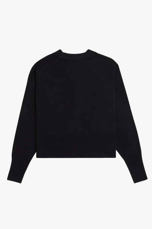 Women Knitwear Fred Perry VNeck Cardigan Black
