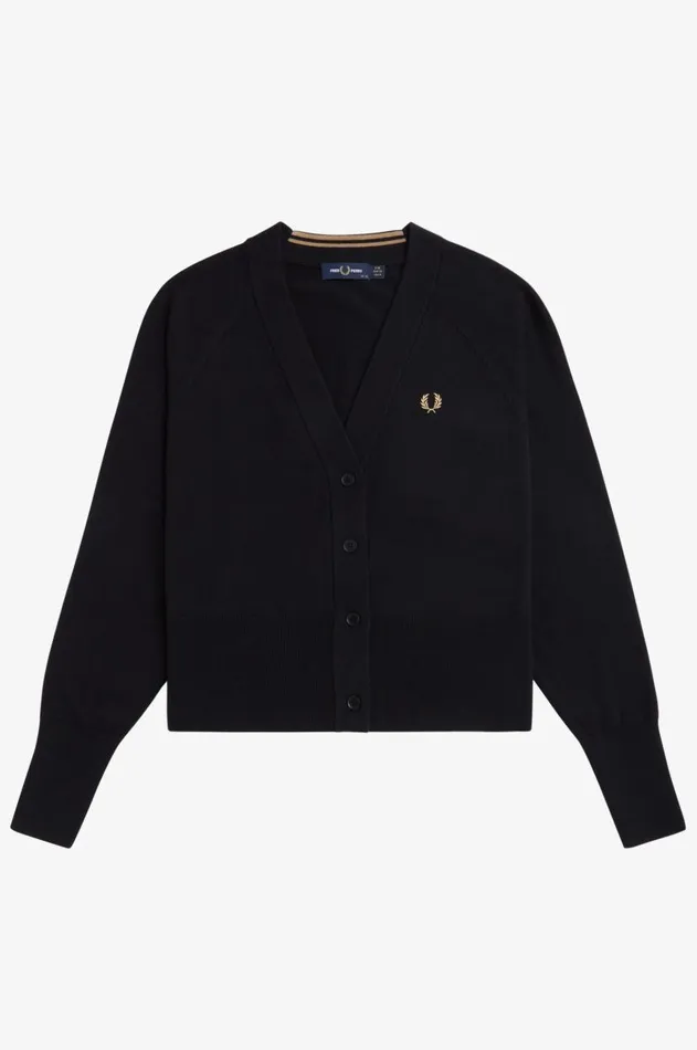Women Knitwear Fred Perry VNeck Cardigan Black