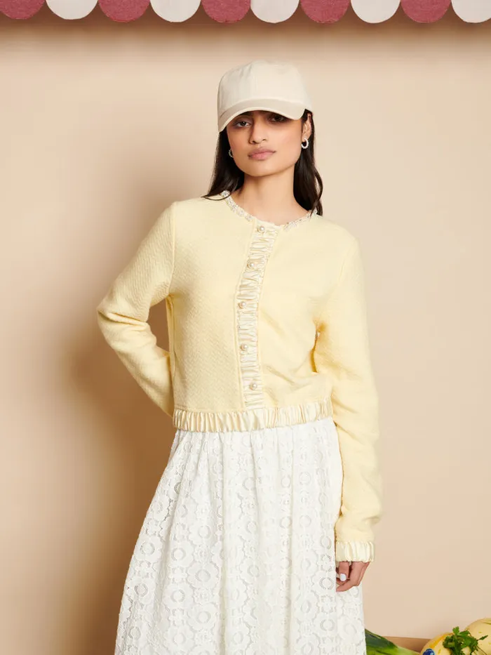 Women Lemonade Boucle Cardigan Pale Yellow Sister Jane Jackets