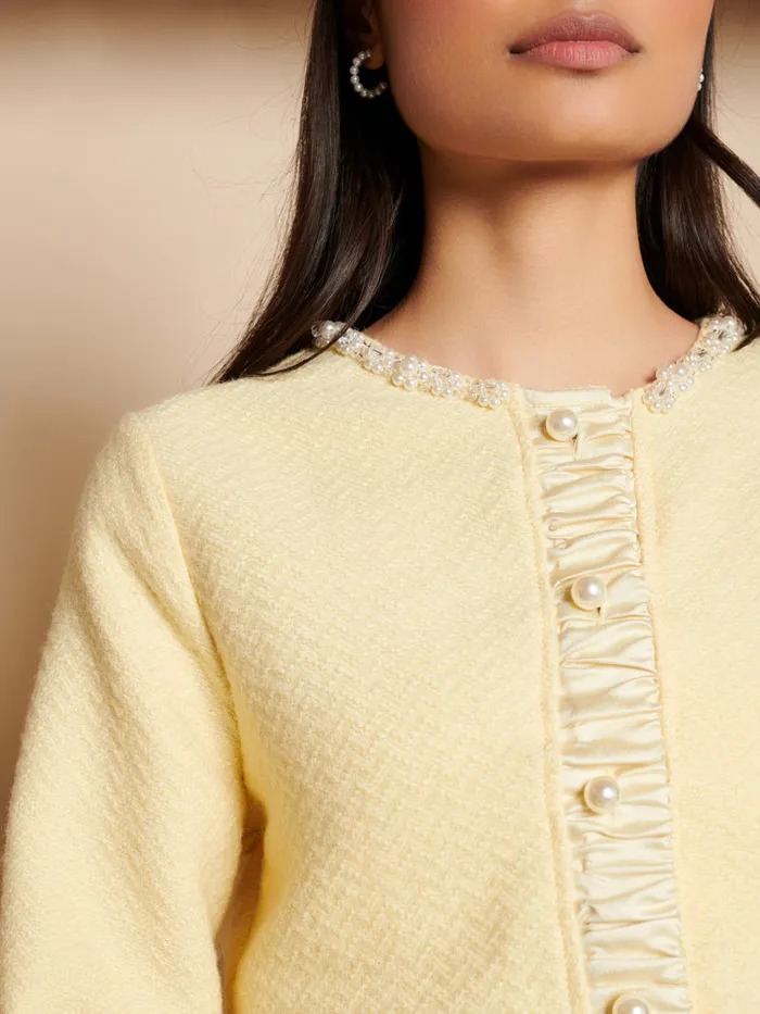 Women Lemonade Boucle Cardigan Pale Yellow Sister Jane Jackets