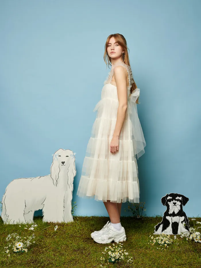 Women Lexi Tulle Midi Dress Pearled Ivory Sister Jane Dresses