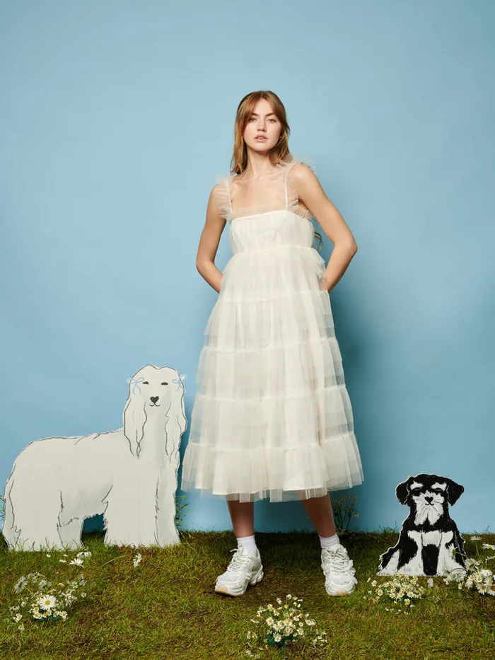 Women Lexi Tulle Midi Dress Pearled Ivory Sister Jane Dresses