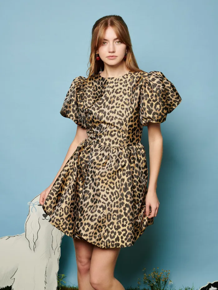 Women Lola Leopard Jacquard Dress Leopard Sister Jane Dresses