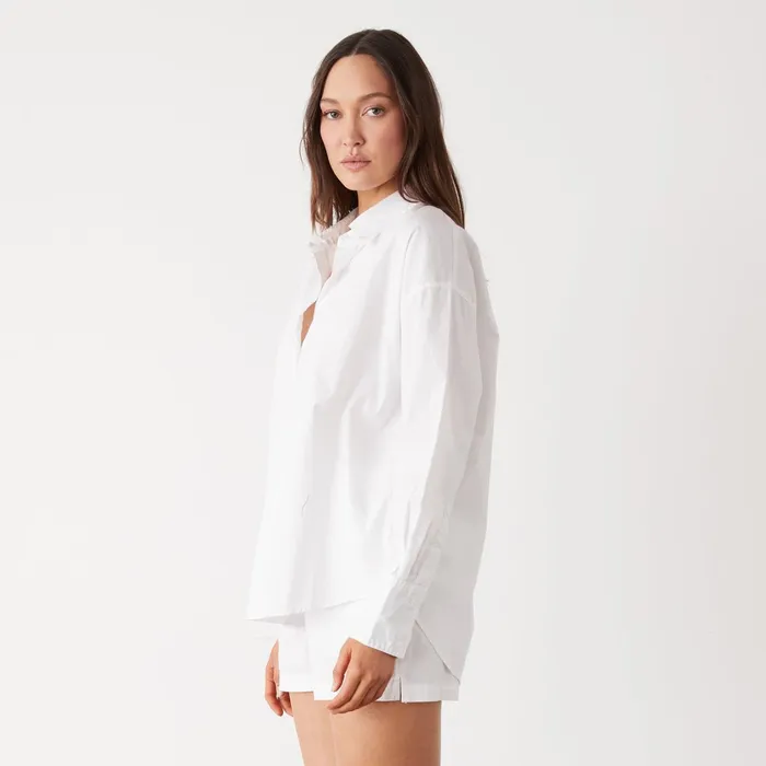Women Long Sleeve MONROW Poplin Shirt White