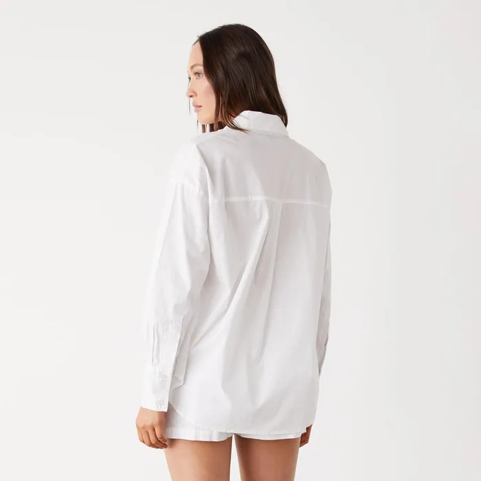 Women Long Sleeve MONROW Poplin Shirt White