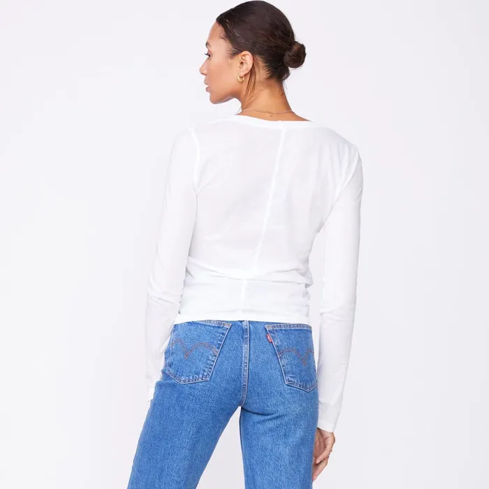 Women Long Sleeve MONROW Super Fine Jersey Fitted Long Sleeve Crew White