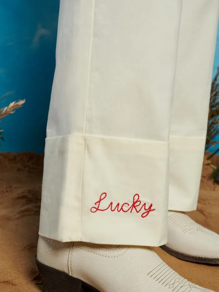 Women Lucky Embroidered Trousers Pearled Ivory Sister Jane Bottoms