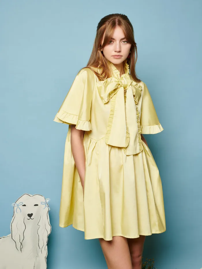 Women Lucy Bow Mini Dress Lime Green Sister Jane Dresses