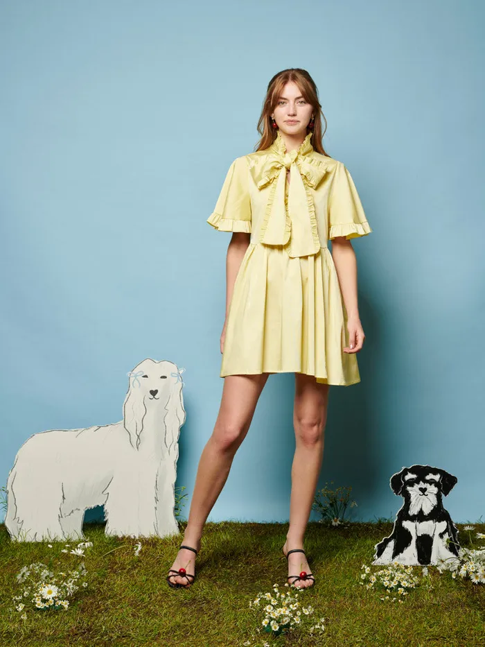 Women Lucy Bow Mini Dress Lime Green Sister Jane Dresses