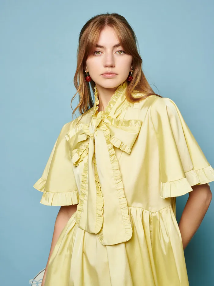 Women Lucy Bow Mini Dress Lime Green Sister Jane Dresses