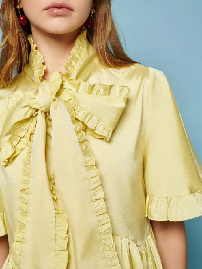 Women Lucy Bow Mini Dress Lime Green Sister Jane Dresses