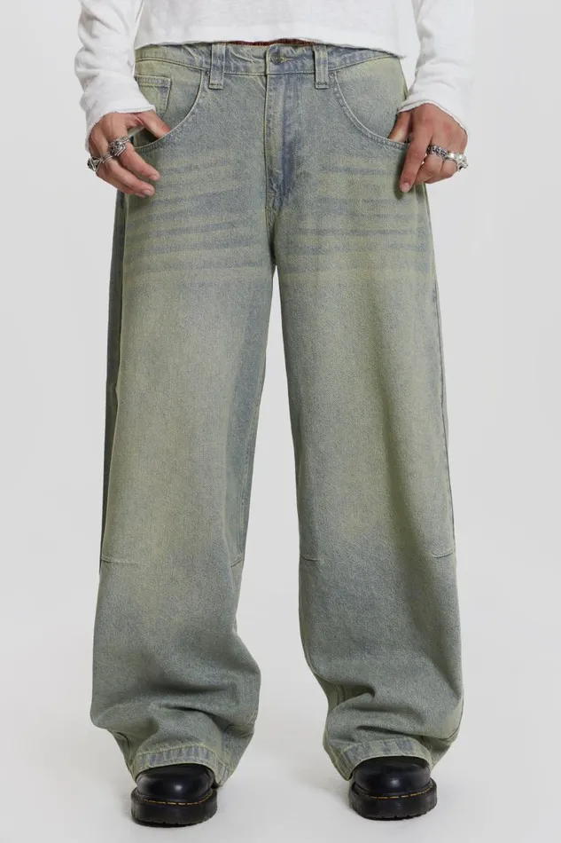 WomenMen Jaded London Colossus Jeans Light Wash Colossus Fit Jeans