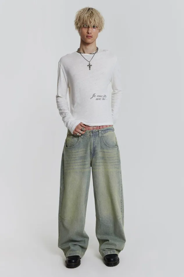 WomenMen Jaded London Colossus Jeans Light Wash Colossus Fit Jeans